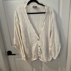 Vintage-BRAND NEW - made in the‎ USA white cardigan cotton granny style 80's